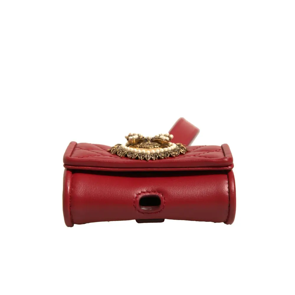 Dolce & Gabbana Schwarzes Leder Devotion Heart Strap Airpod Case