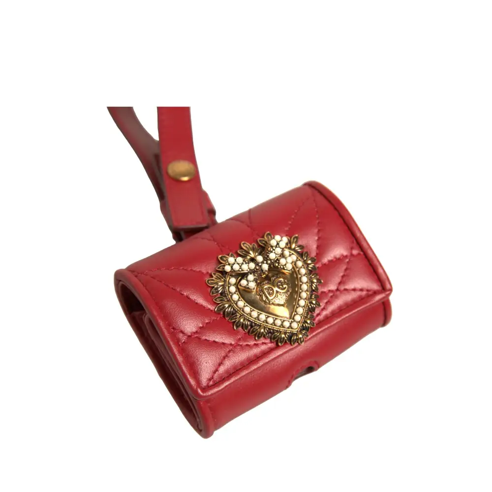 Dolce & Gabbana Schwarzes Leder Devotion Heart Strap Airpod Case