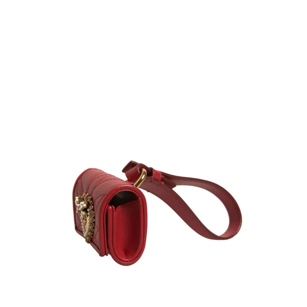 Dolce & Gabbana Schwarzes Leder Devotion Heart Strap Airpod Case