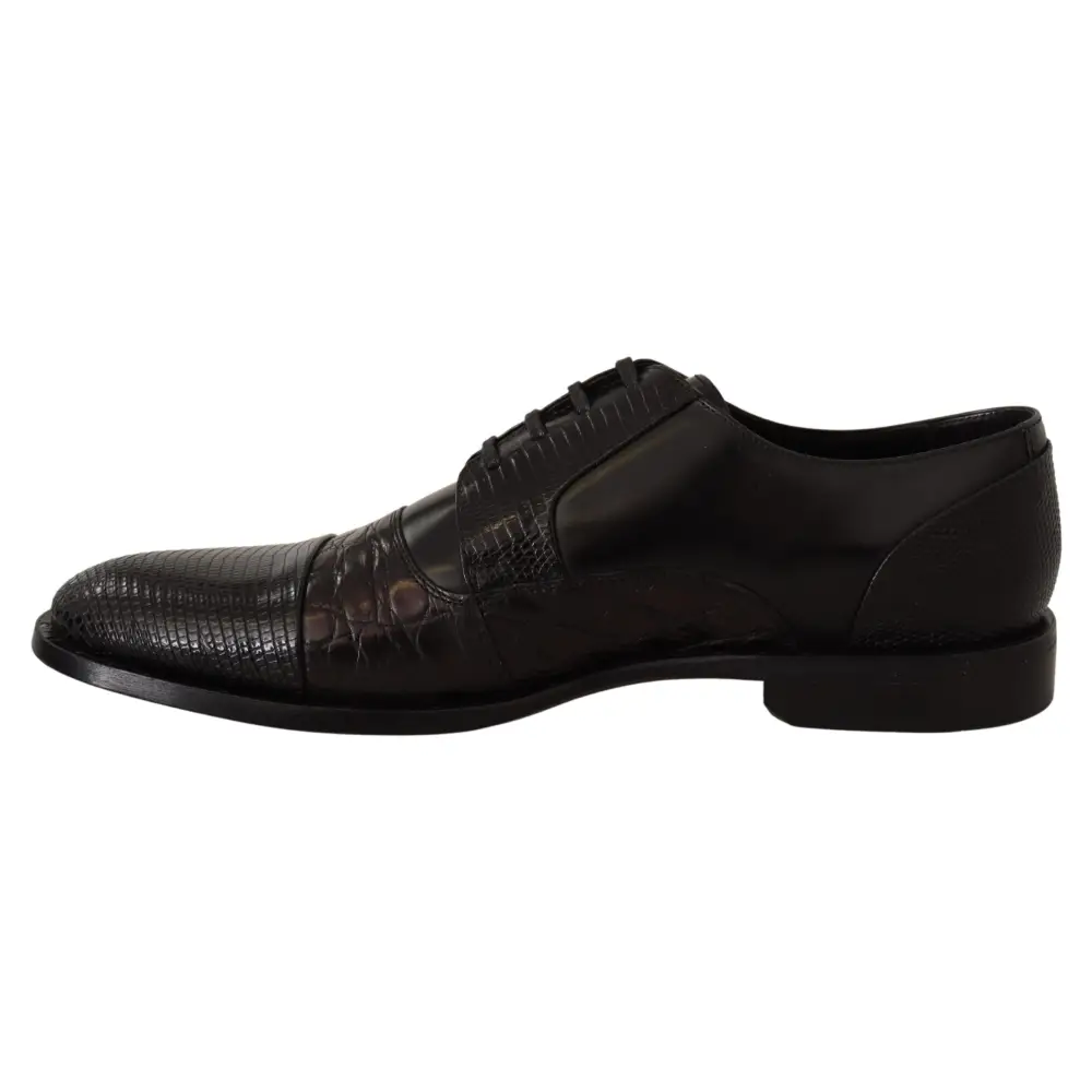 Dolce & Gabbana Schwarzes Leder Exotische Felle Formelle Schuhe - EU39/US6