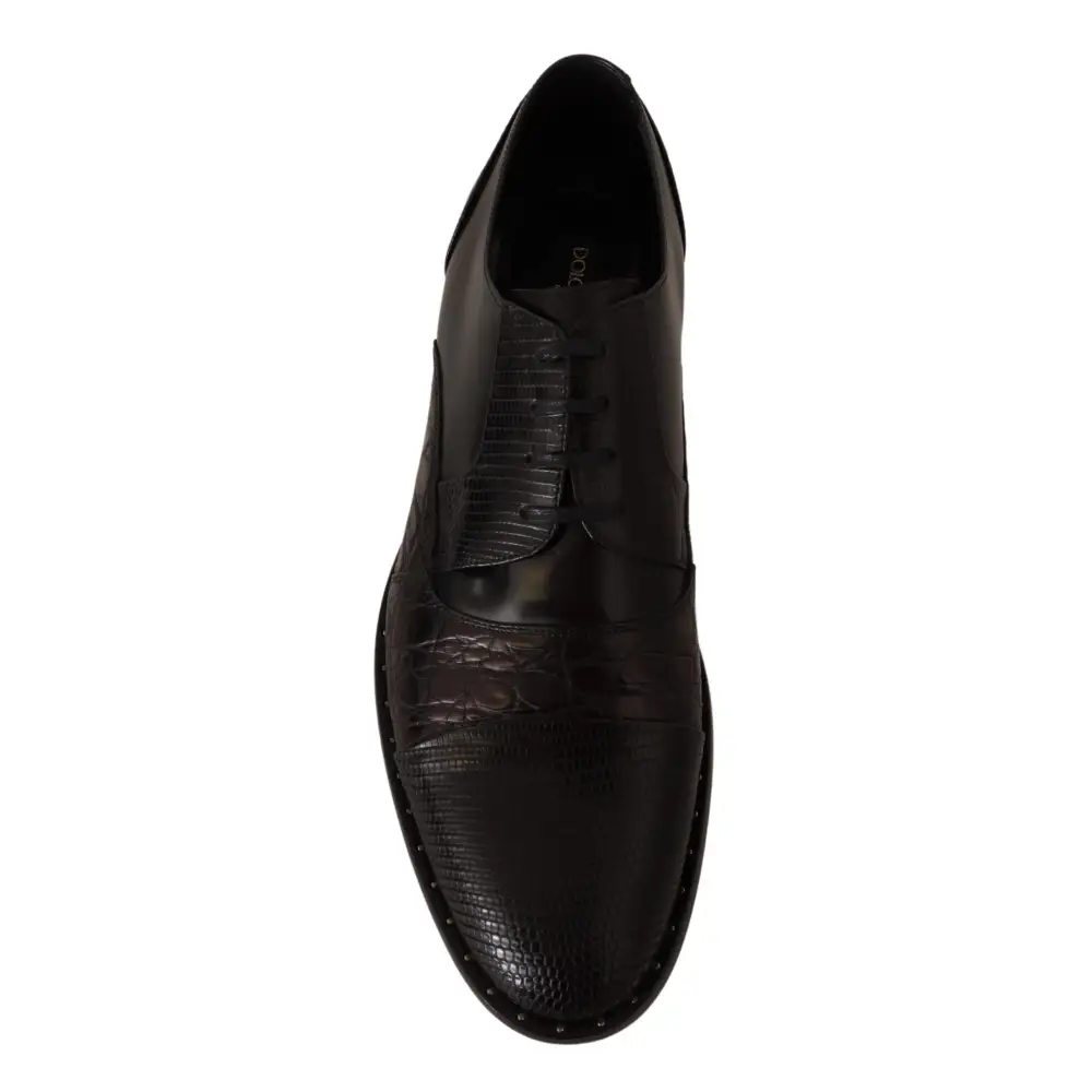 Dolce & Gabbana Schwarzes Leder Exotische Felle Formelle Schuhe - EU39/US6