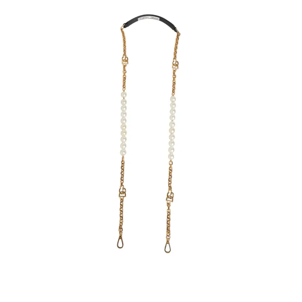 Dolce & Gabbana Schwarzes Leder Goldkette Tasche Accessoire Schulterriemen