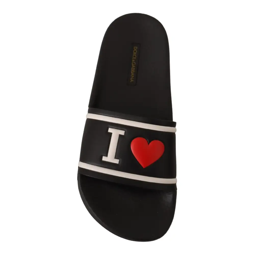 Dolce & Gabbana Schwarzes Leder I Love D& - EU35/US4.5