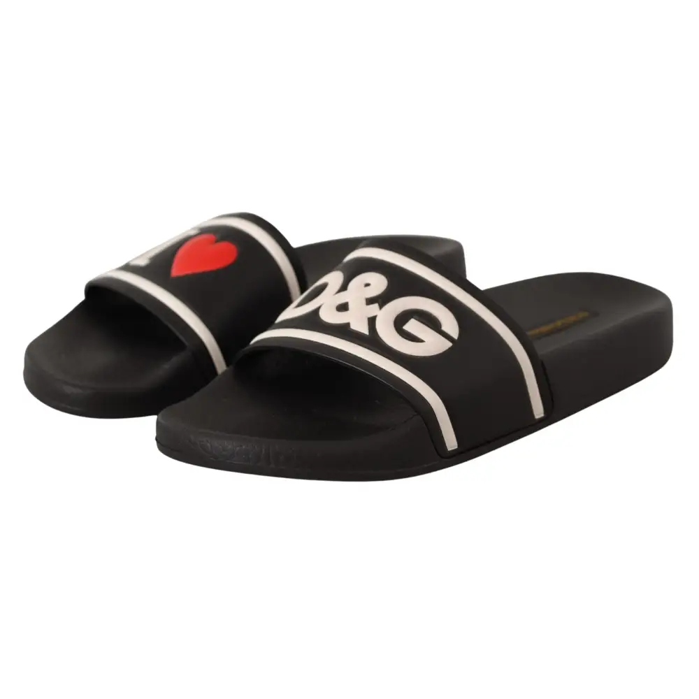 Dolce & Gabbana Schwarzes Leder I Love D& - EU35/US4.5