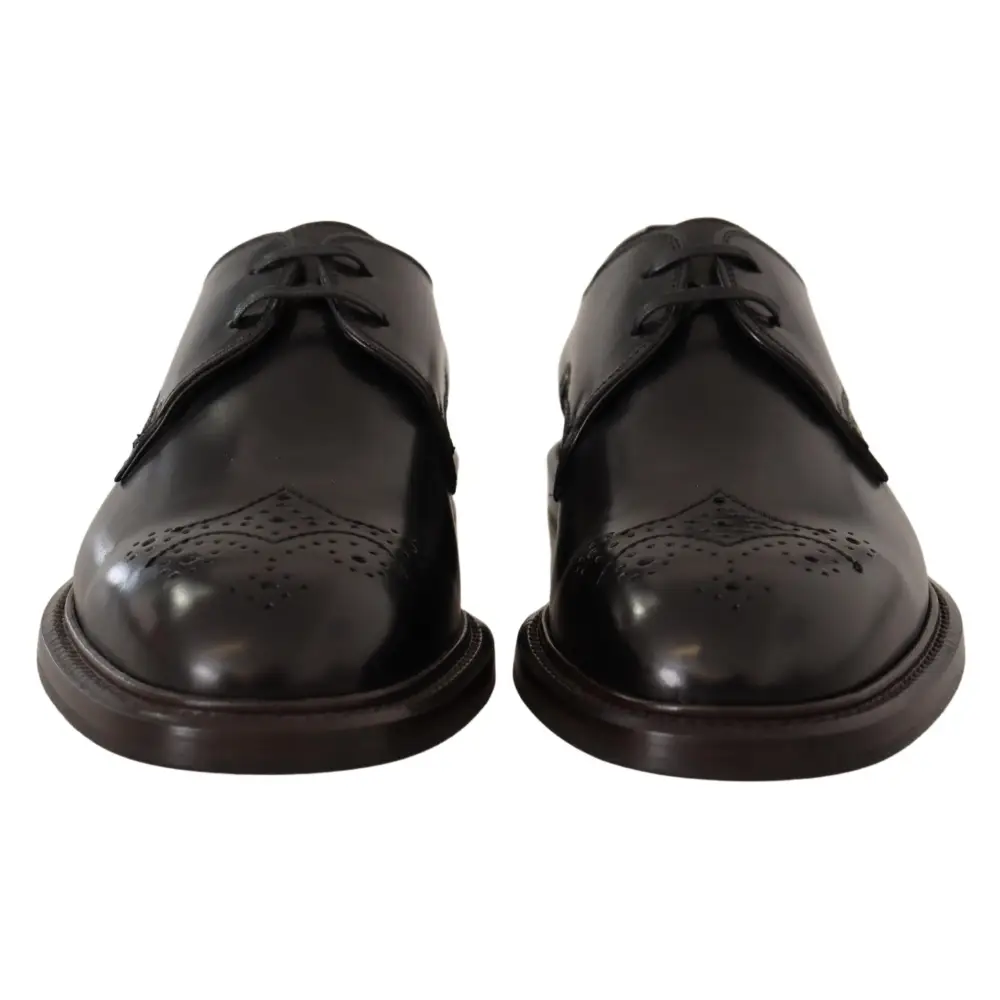 Dolce & Gabbana Schwarzes Leder Kleid Formelle Derby Schuhe - EU39/US6
