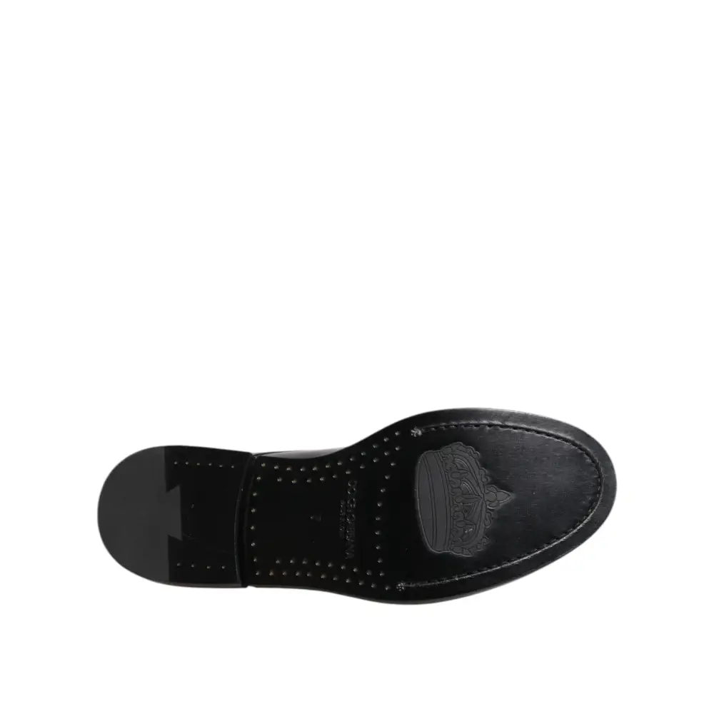 Dolce & Gabbana Schwarzes Leder Kleid Schnürschuhe Männer Formale Schuhe - EU41/US8