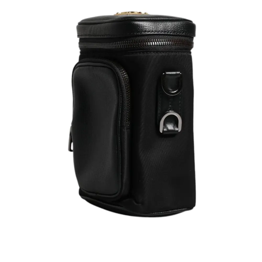 Dolce & Gabbana Schwarzes Leder Logo Geldbörse Crossbody Kameratasche