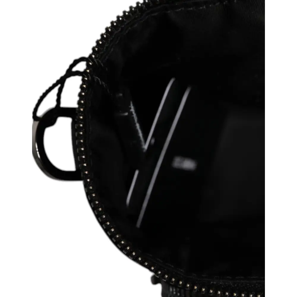 Dolce & Gabbana Schwarzes Leder Logo Geldbörse Crossbody Kameratasche