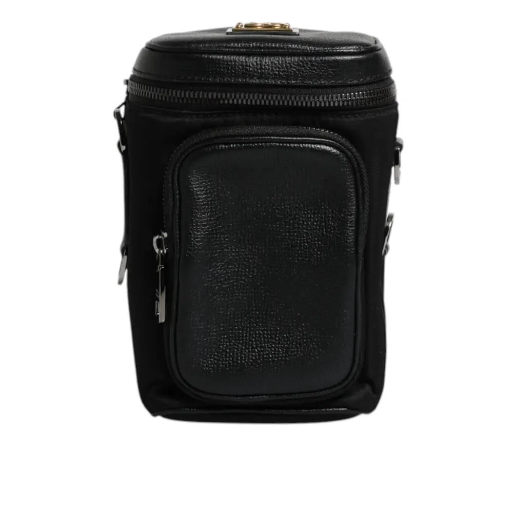 Dolce & Gabbana Schwarzes Leder Logo Geldbörse Crossbody Kameratasche