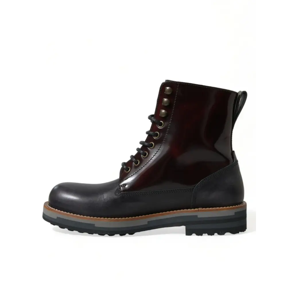 Dolce & Gabbana Schwarzes Leder Militär Kampfstiefel Schuhe - EU41.5/US8.5