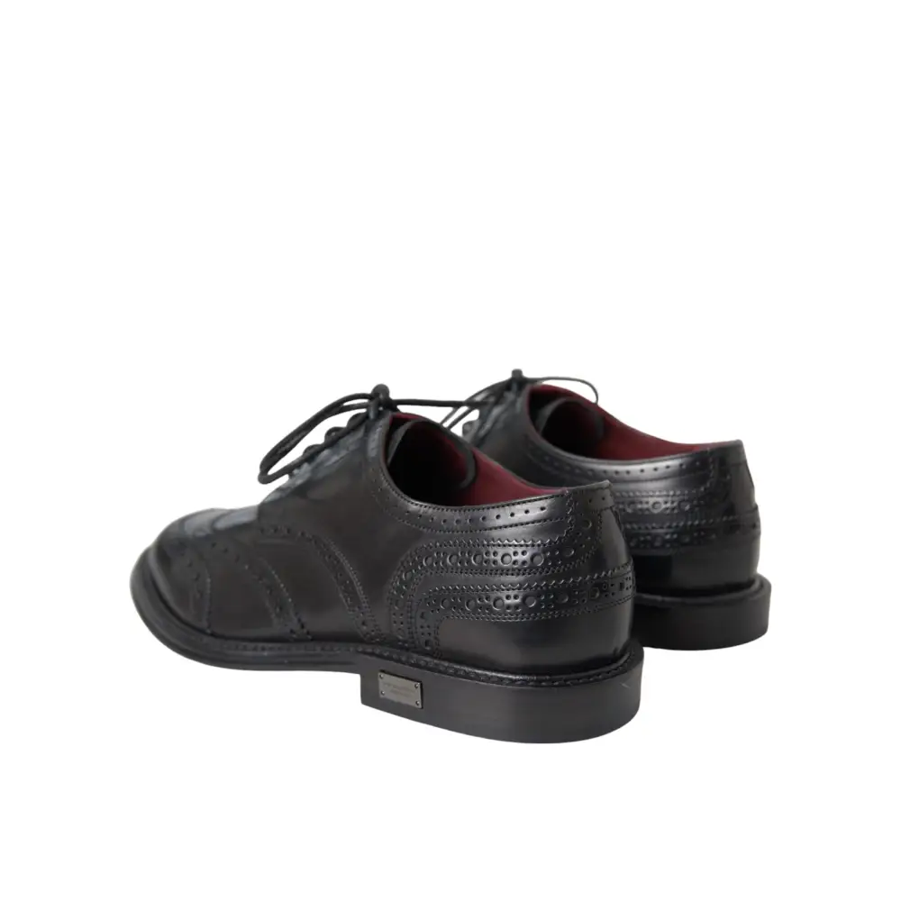 Dolce & Gabbana Schwarzes Leder Oxford Wingtip Formale Männer Schuhe - EU41/US8