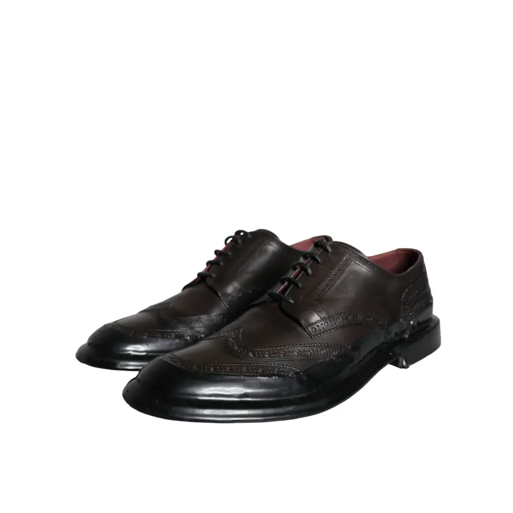 Dolce & Gabbana Schwarzes Leder Oxford Wingtip Formale Männer Schuhe - EU42/US9