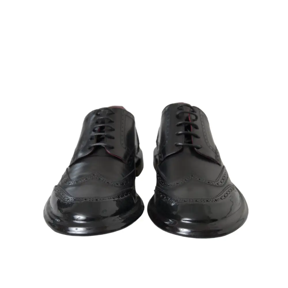 Dolce & Gabbana Schwarzes Leder Oxford Wingtip Formale Männer Schuhe