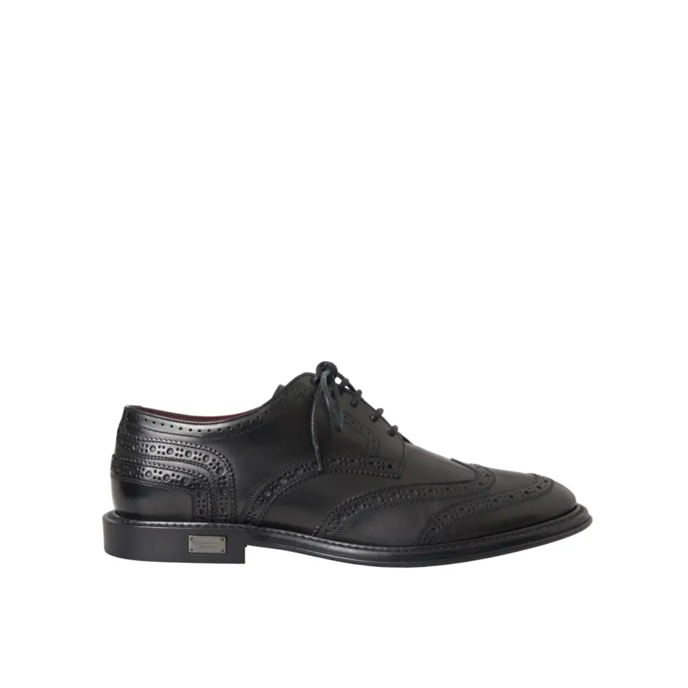 Dolce & Gabbana Schwarzes Leder Oxford Wingtip Formale Männer Schuhe - EU41/US8