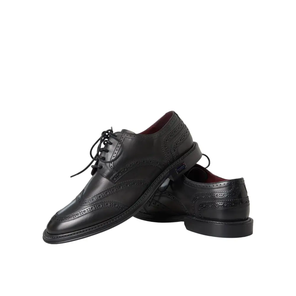 Dolce & Gabbana Schwarzes Leder Oxford Wingtip Formale Männer Schuhe - EU41/US8