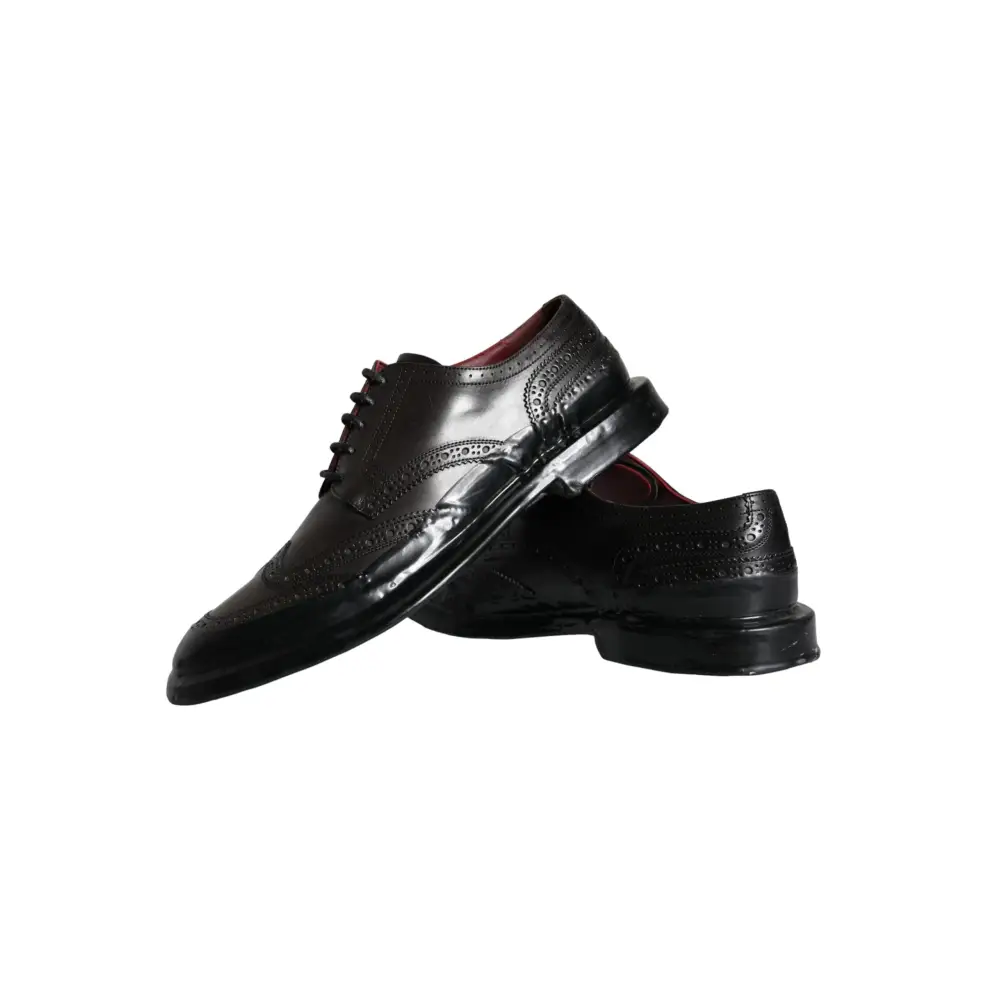 Dolce & Gabbana Schwarzes Leder Oxford Wingtip Formale Männer Schuhe - EU42/US9