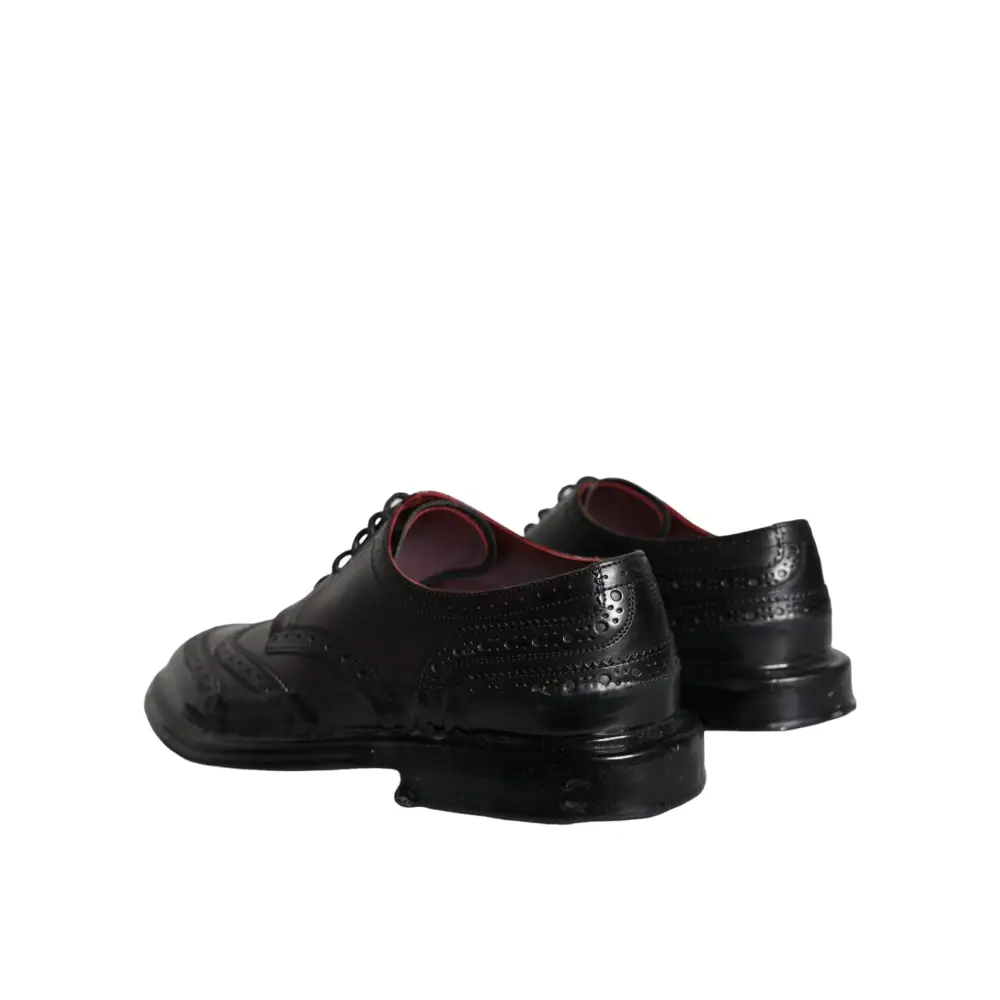 Dolce & Gabbana Schwarzes Leder Oxford Wingtip Formale Männer Schuhe - EU42/US9