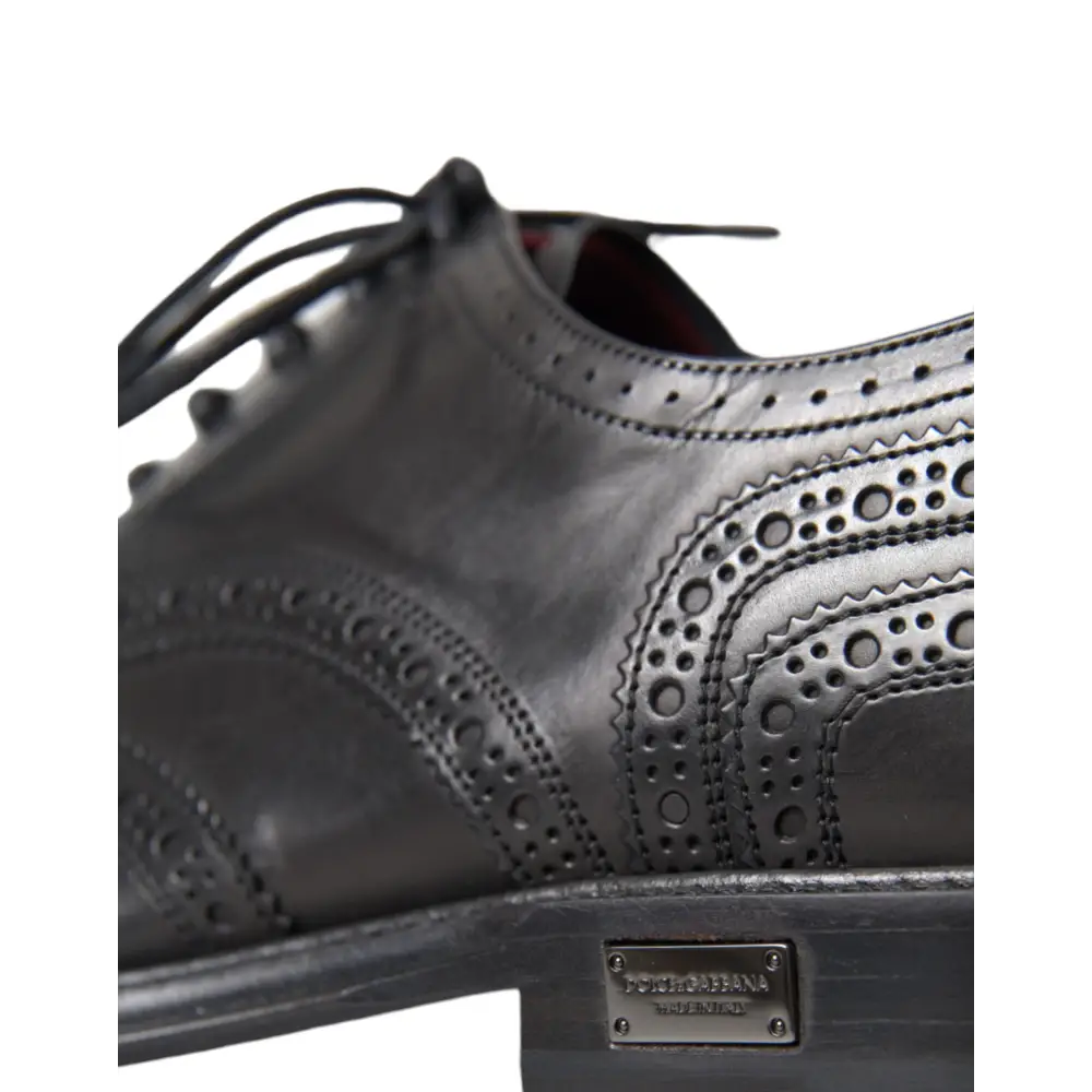 Dolce & Gabbana Schwarzes Leder Oxford Wingtip Formale Männer Schuhe - EU41/US8