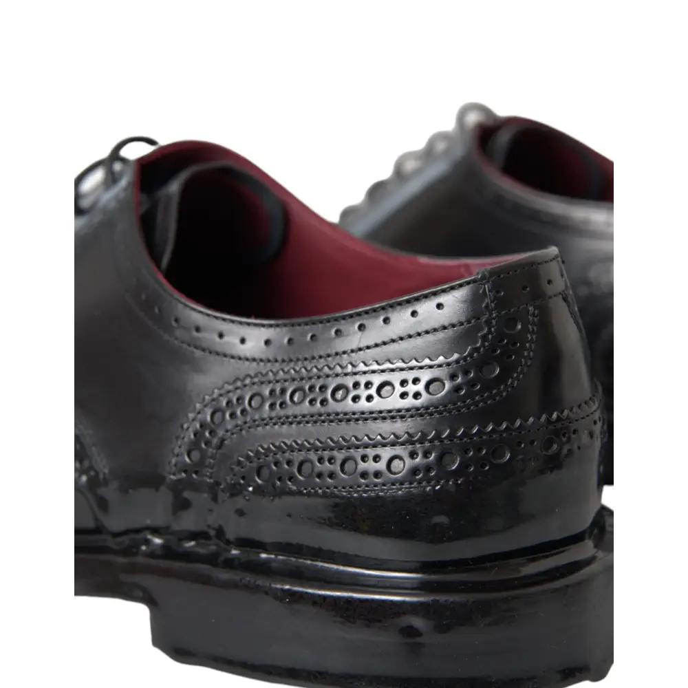 Dolce & Gabbana Schwarzes Leder Oxford Wingtip Formale Männer Schuhe