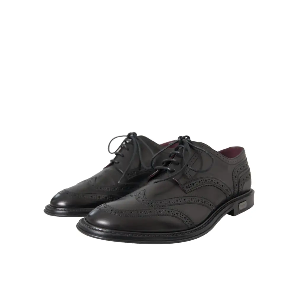 Dolce & Gabbana Schwarzes Leder Oxford Wingtip Formale Männer Schuhe - EU41/US8