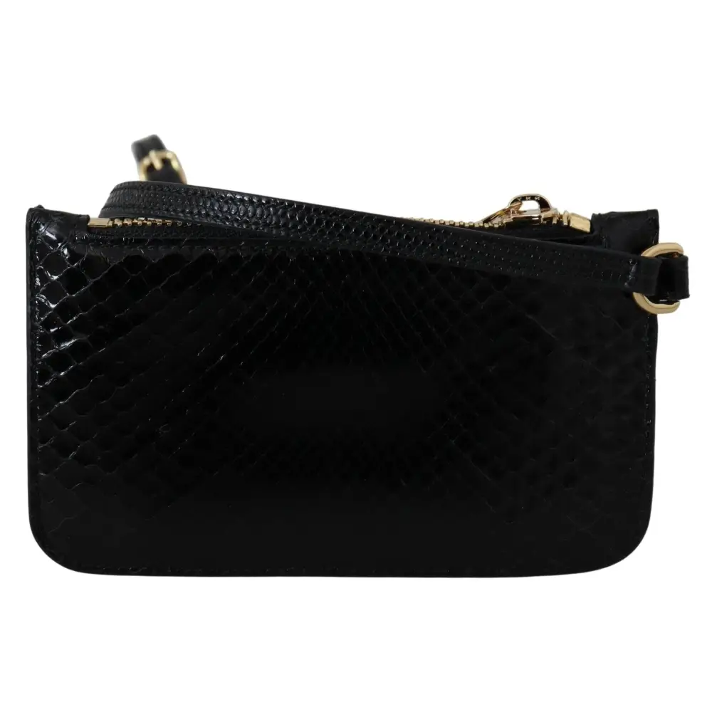 Dolce & Gabbana Schwarzes Leder Portemonnaie Handtäschchen Spiegel Agnese Brieftasche