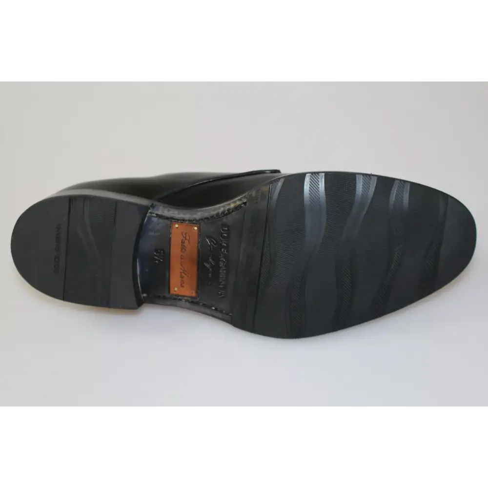 Dolce & Gabbana Schwarzes Leder SARTORIA Handgefertigte Schuhe