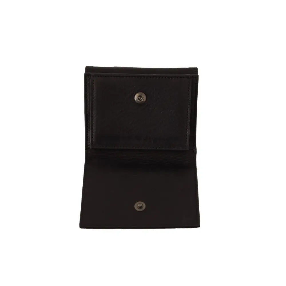 Dolce & Gabbana Schwarzes Leder Trifold Geldbörse Gürtel Multi Kit Wallet