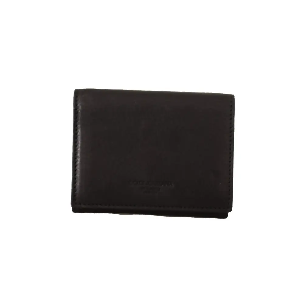 Dolce & Gabbana Schwarzes Leder Trifold Geldbörse Gürtel Multi Kit Wallet