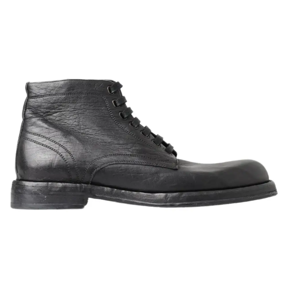 Dolce & Gabbana Schwarzes Pferd Leder Perugino Stiefel