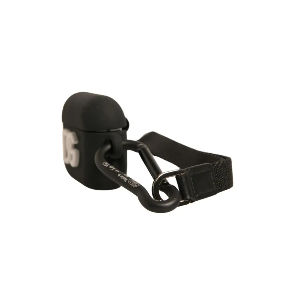 Dolce & Gabbana Schwarzes Silikon-Gummi-Logo geprägte Airpods Hülle