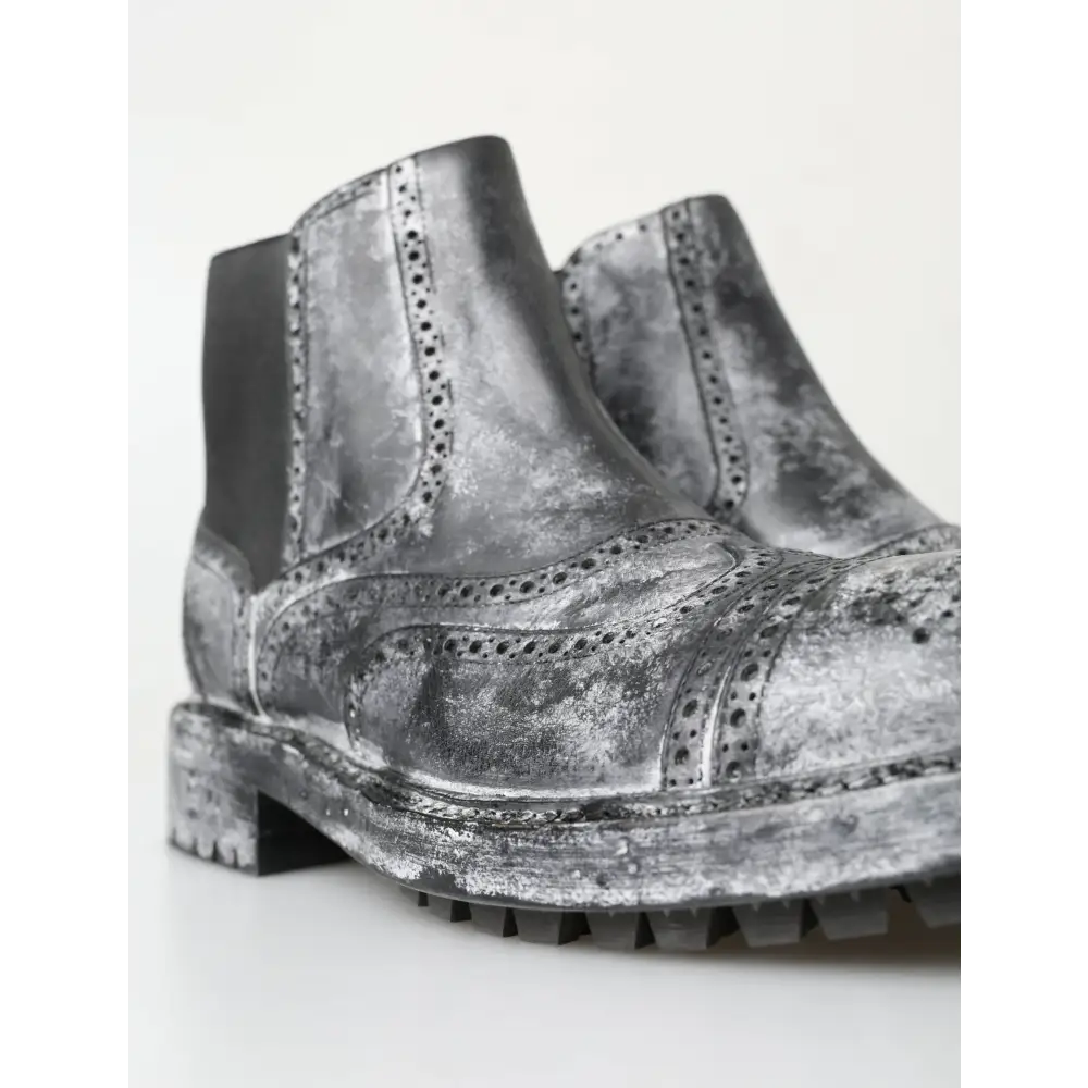 Dolce & Gabbana Schwarzgraue Lederstiefeletten