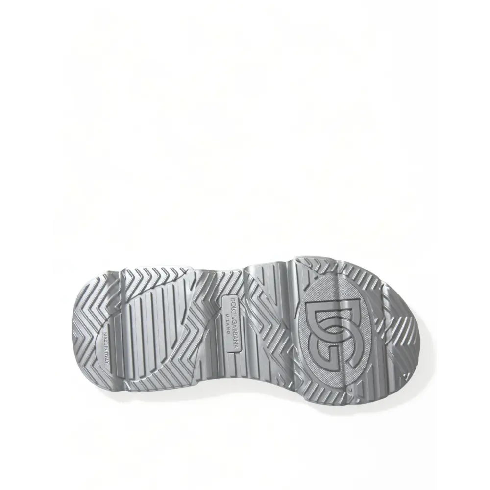 Dolce & Gabbana Silber DAYMASTER Leder Männer Casual Turnschuhe Schuhe - EU40/US7