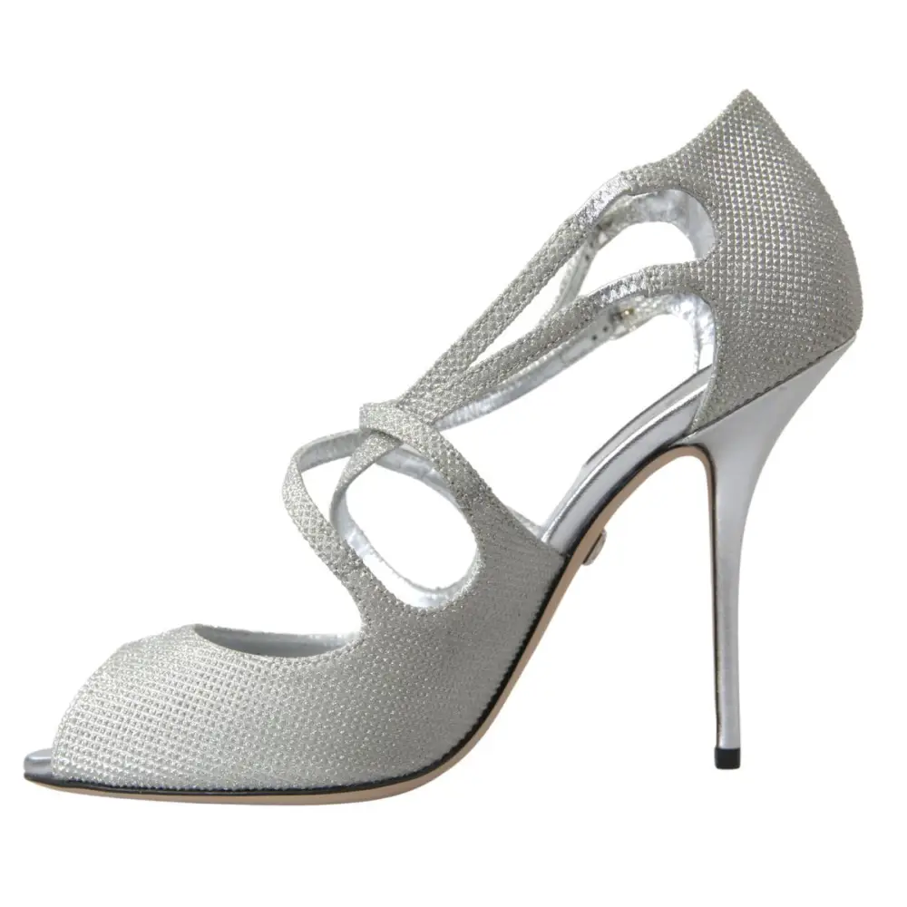 Dolce & Gabbana Silber schimmert Sandalen Absatz Pumps Schuhe