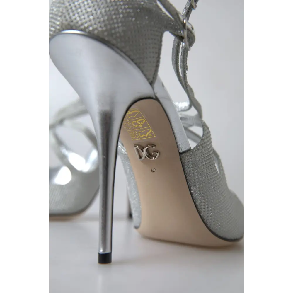 Dolce & Gabbana Silber schimmert Sandalen Absatz Pumps Schuhe