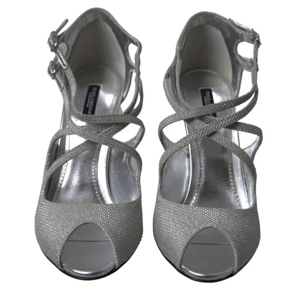 Dolce & Gabbana Silber schimmert Sandalen Absatz Pumps Schuhe