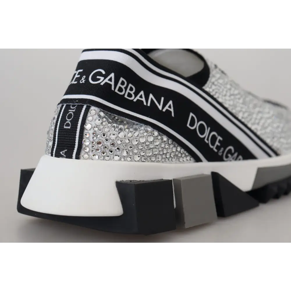 Dolce & Gabbana Silber Strass Sorrento Turnschuhe Schuhe