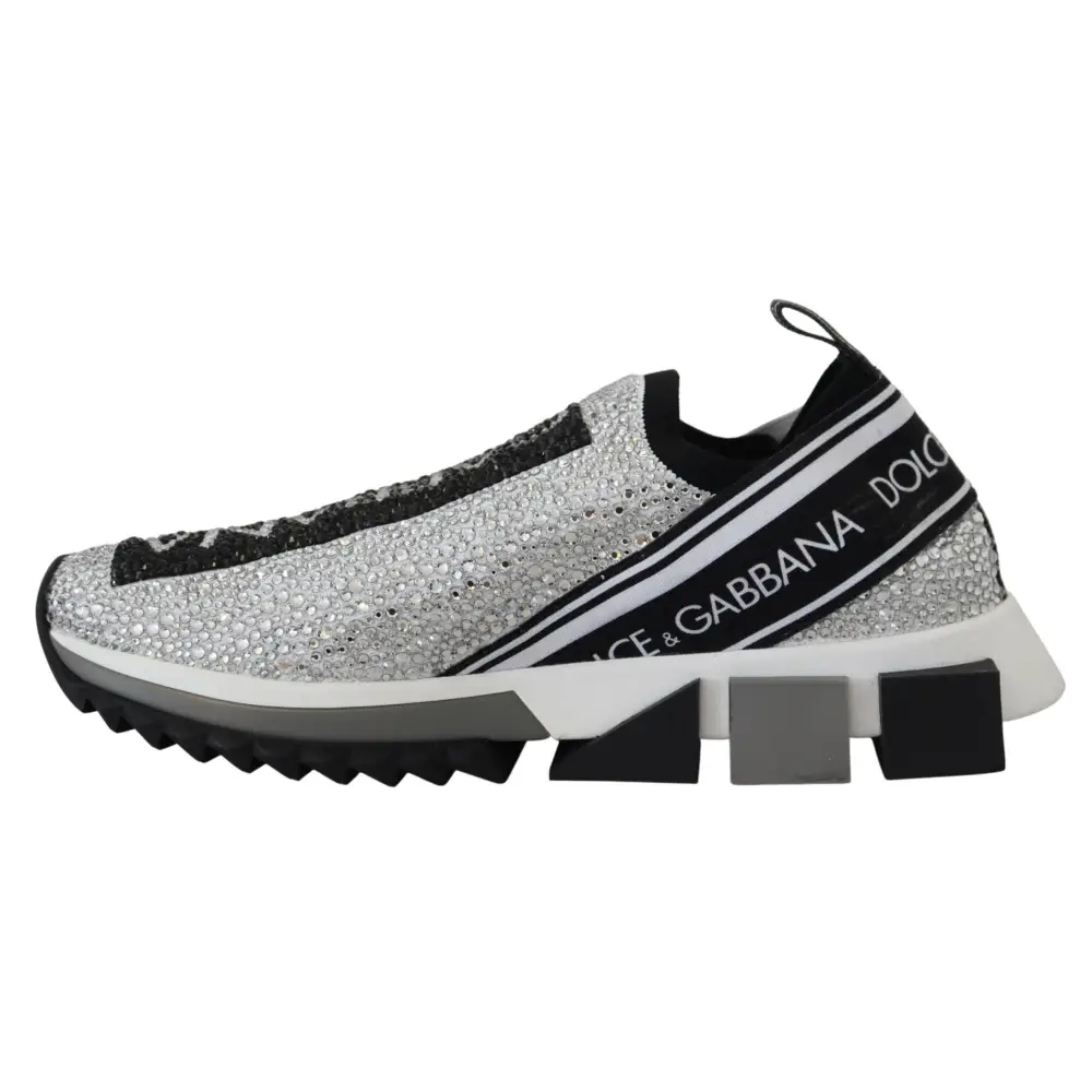 Dolce & Gabbana Silber Strass Sorrento Turnschuhe Schuhe