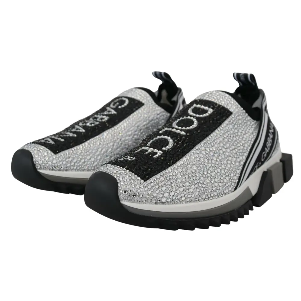 Dolce & Gabbana Silber Strass Sorrento Turnschuhe Schuhe