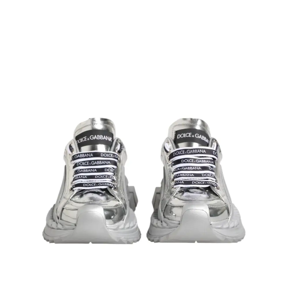 Dolce & Gabbana Silberne Leder Super Queen Sneakers Schuhe - EU35/US4.5