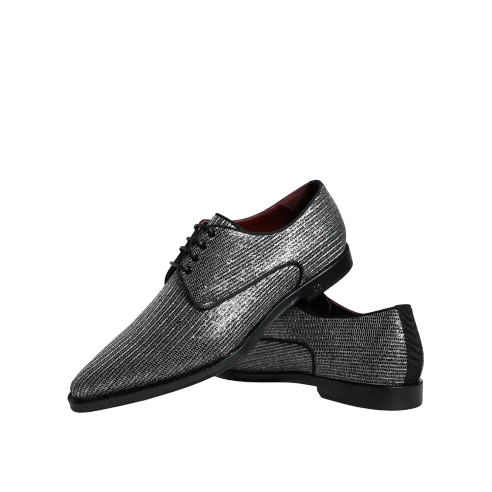 Dolce & Gabbana Silberne Polyurethan-Derby-Schuhe für formelle Anlässe - EU43/US10