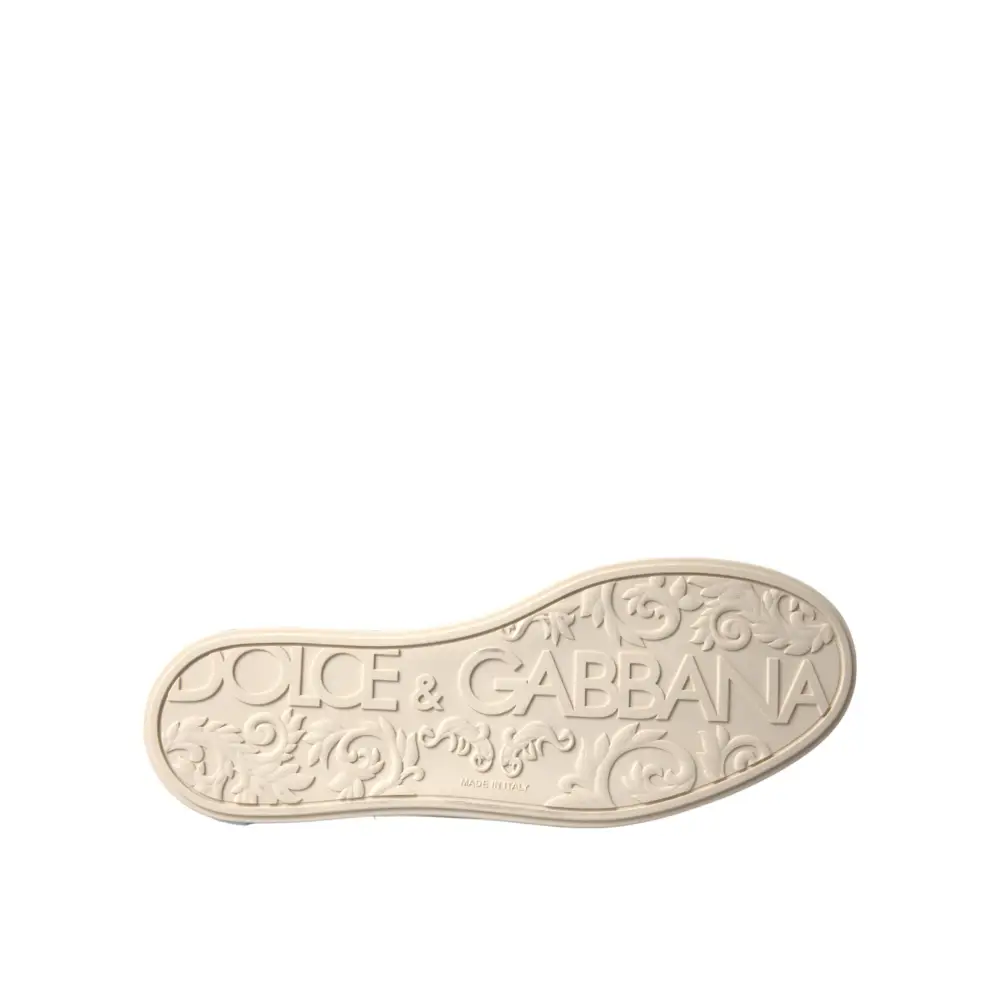 Dolce & Gabbana Silberne Portofino Kalbsleder Sneakers Männer Schuhe - EU40/US7