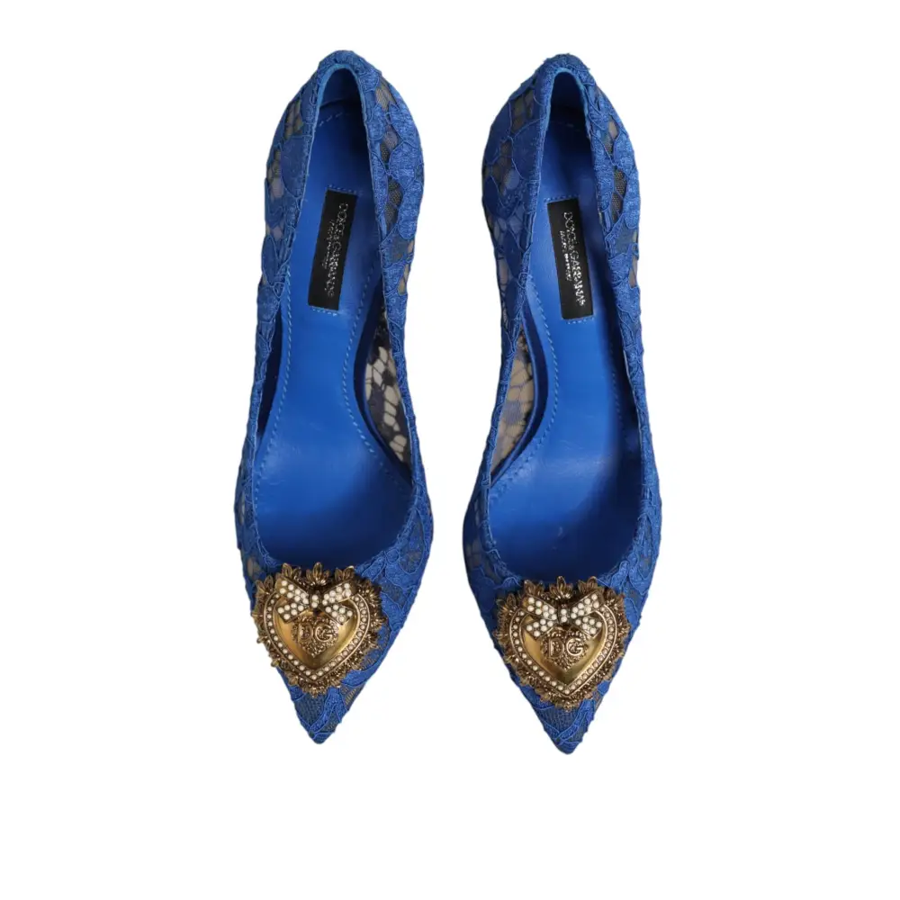 Dolce & Gabbana Taormina-Spitze DEVOTION Pumps in Blau