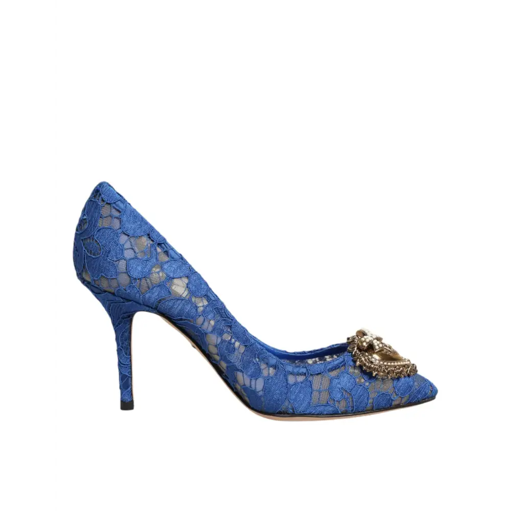 Dolce & Gabbana Taormina-Spitze DEVOTION Pumps in Blau
