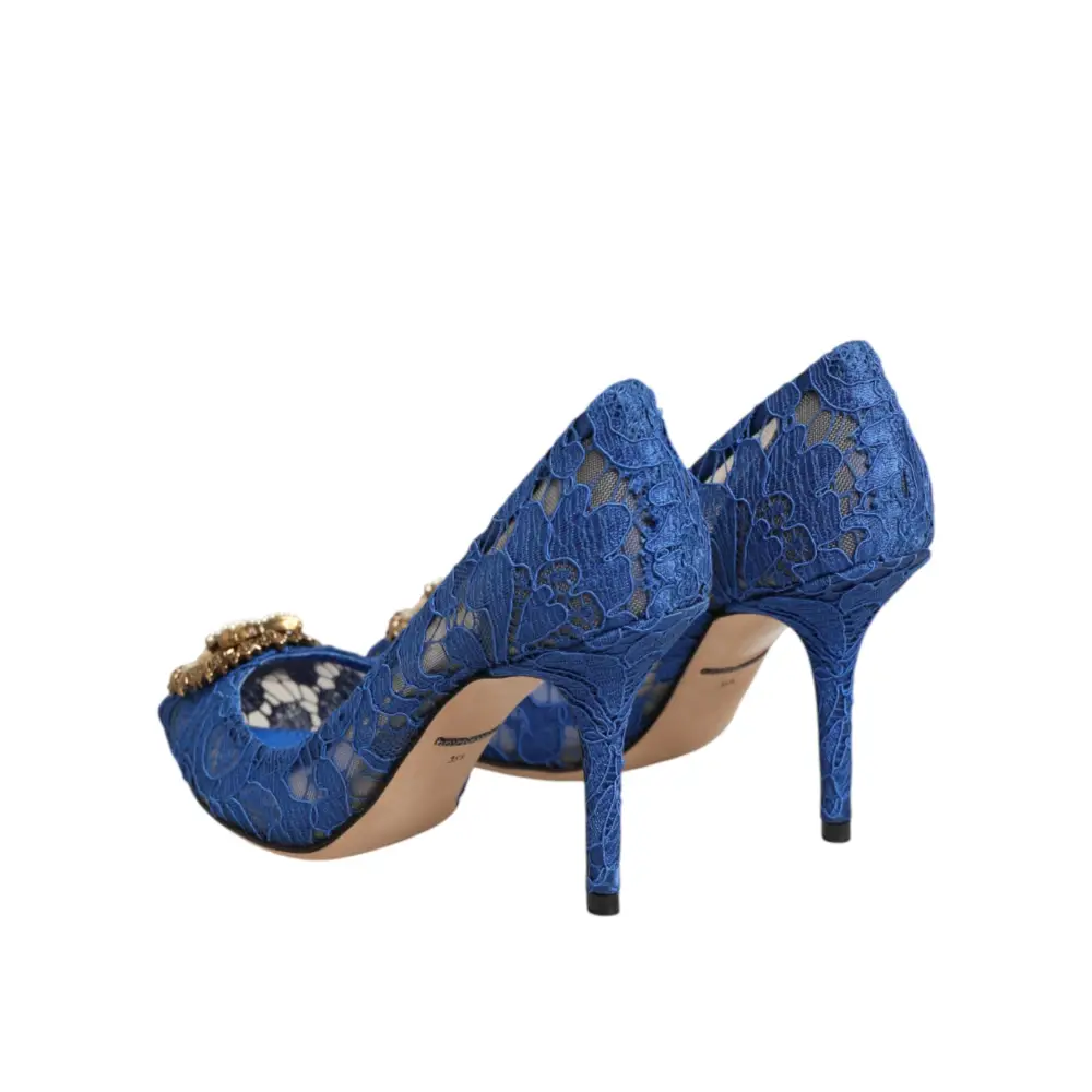 Dolce & Gabbana Taormina-Spitze DEVOTION Pumps in Blau