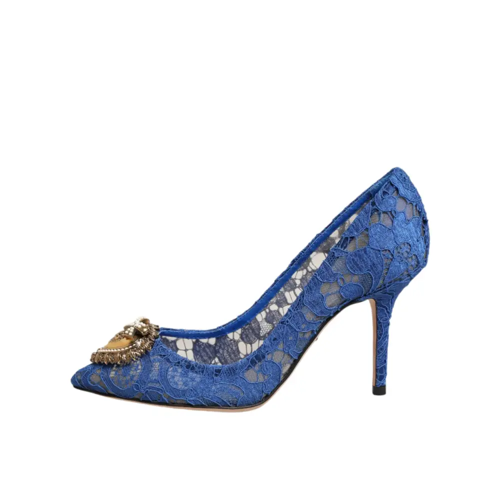 Dolce & Gabbana Taormina-Spitze DEVOTION Pumps in Blau