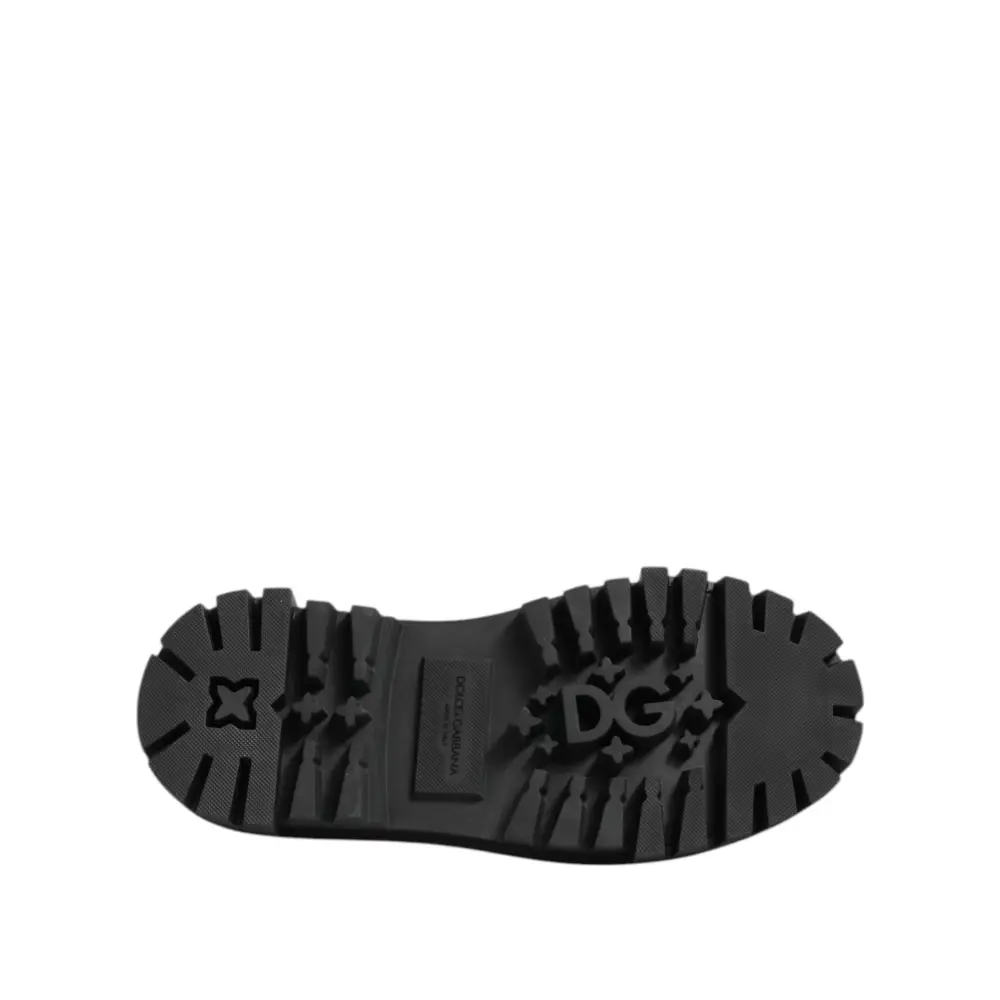 Dolce & Gabbana Trekking-Derby-Schuhe aus schwarzem Lackleder - EU39/US6