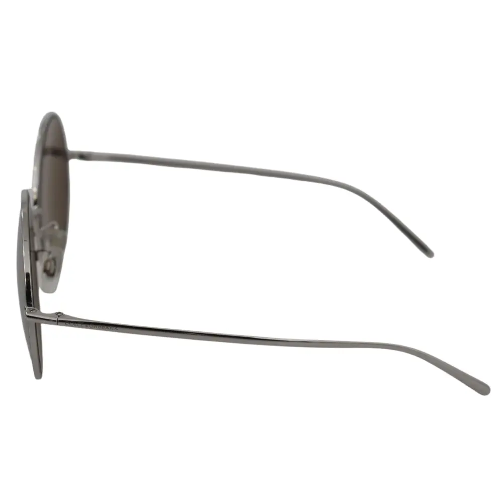 Dolce & Gabbana Versilberte runde graue Sonnenbrillen für Frauen