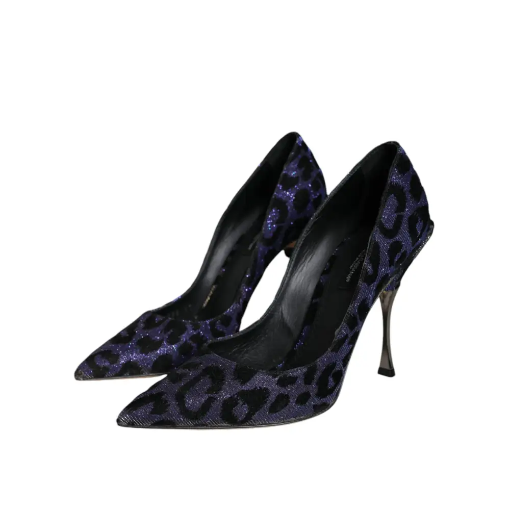 Dolce & Gabbana Violett Leopard Lurex High Heels Pumps Schuhe - EU37/US7