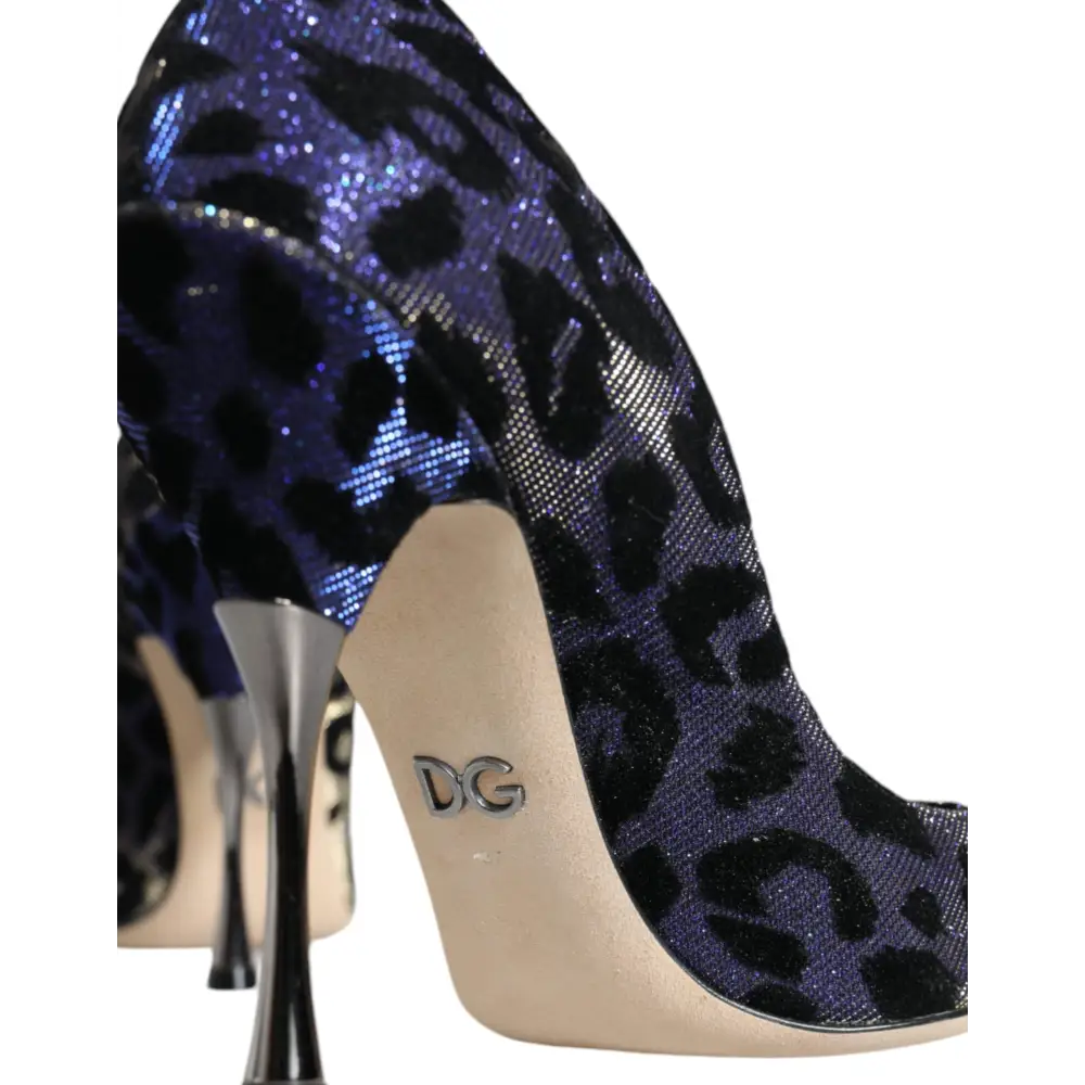 Dolce & Gabbana Violett Leopard Lurex High Heels Pumps Schuhe - EU37/US7