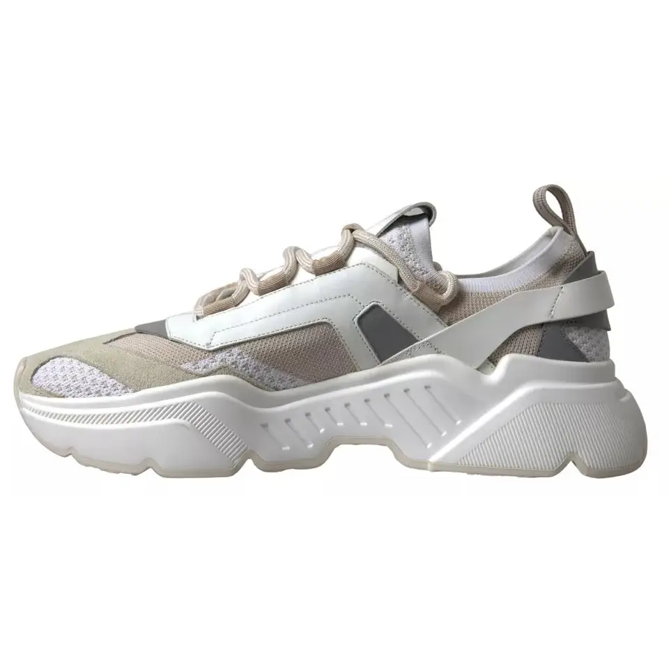 Dolce & Gabbana Weiß Beige Leder Sport DAYMASTER Schuhe Turnschuhe - EU39.5/US6.5